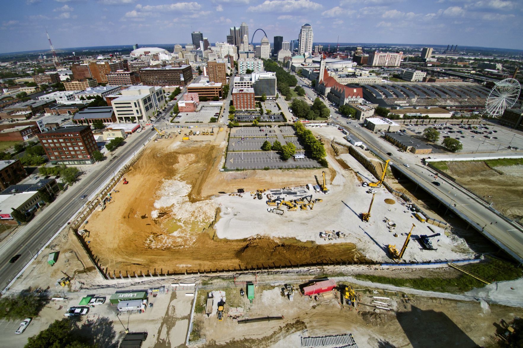 Early stages of Major League Soccer stadium construction in St. Louis